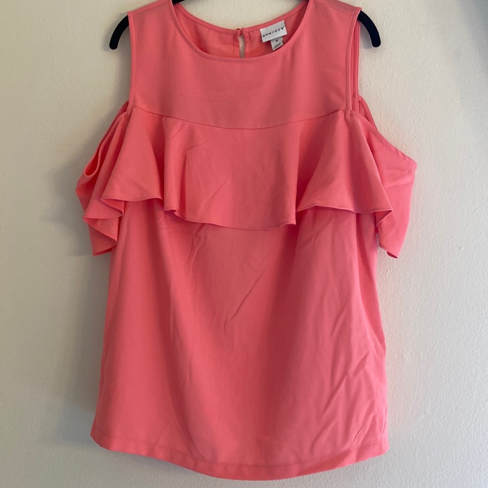 Ava VIV Plus 1x cold shoulder ruffle top